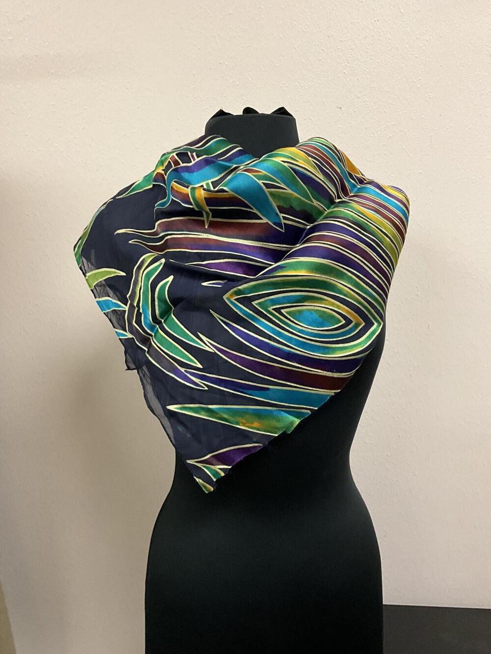 Colorful Tropical Print Silky Scarf - Picture 2 of 6